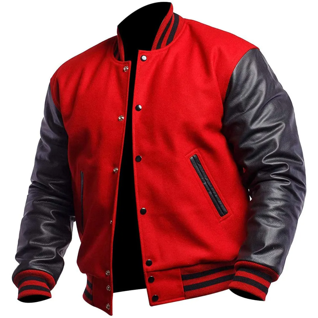Letter jacket — wool + PU sleeve